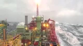 FPSO BW Athena  Huge high sea storm [upl. by Sacttler815]