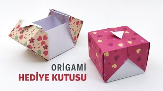 Origami Hediye Kutusu Yapımı Kağıttan Kolay Kutu Nasıl Yapılır [upl. by Cower669]